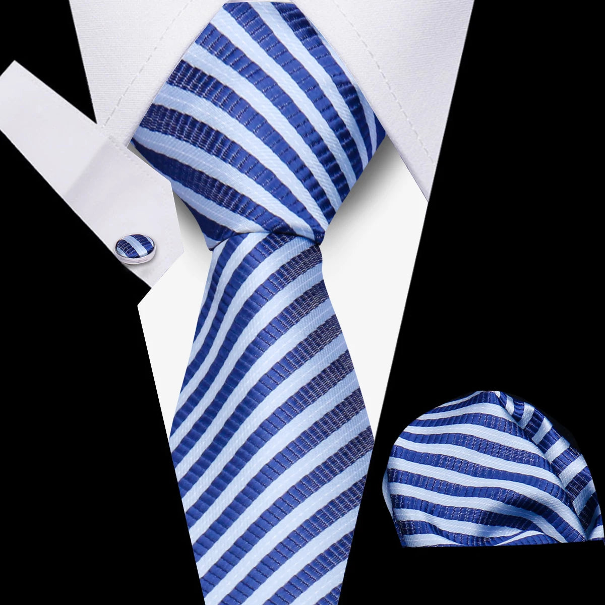 HUISHI 3-Pieces Blue Business Men's Tie Set Handmade NeckTie Men Formal Luxury Wedding High Quality Gravata Suit Accessories