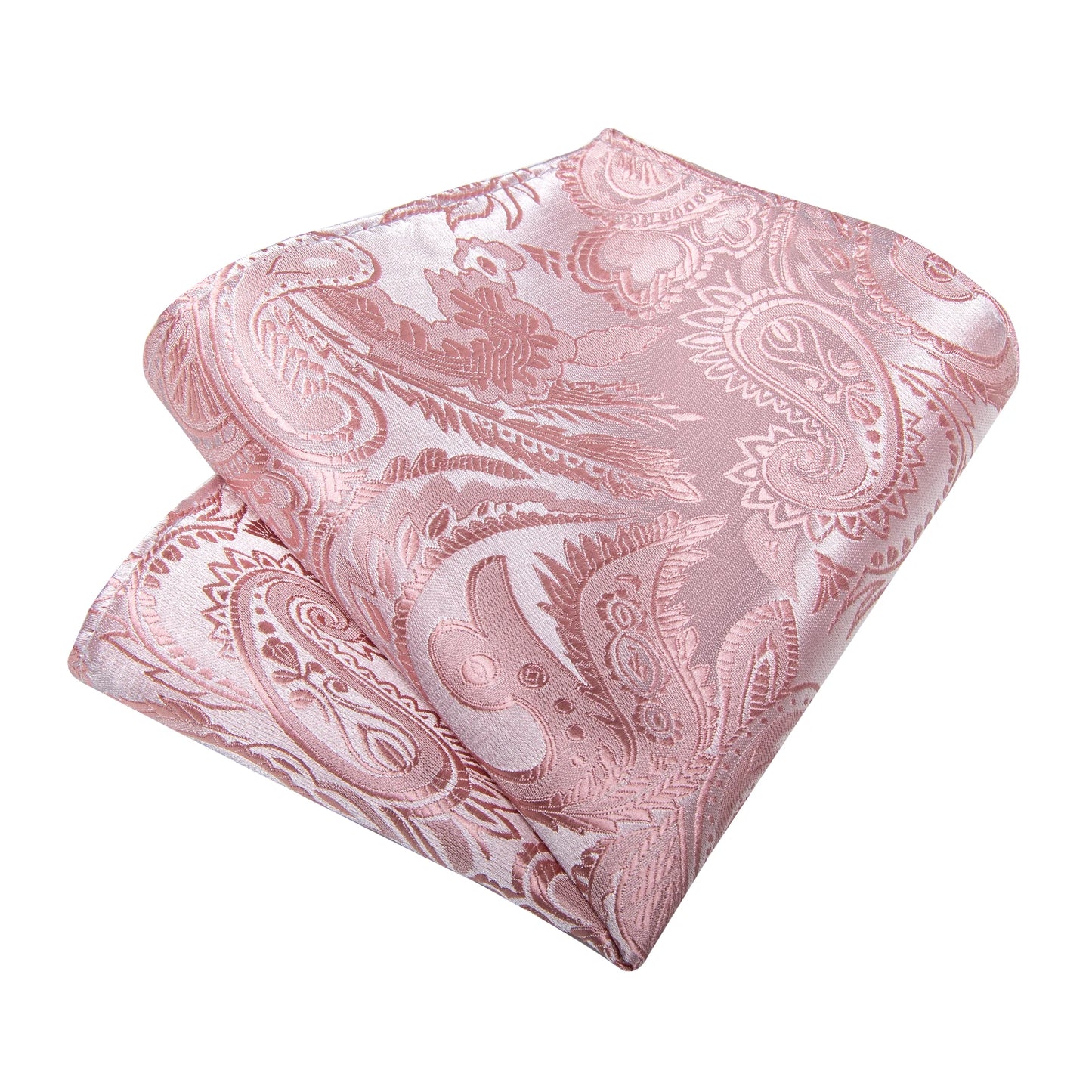 4Pcs Pink Paisley Folral Men Tie Pocket Square Cufflinks Brooch Pin for Wedding Party Groom Accessories 8cm Necktie Gift
