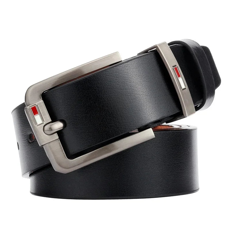 Famous Brand Design PU Leather Belt for Men Classical Alloy Pins Buckle Waist Belts Wild West Punk for Jeans Leisure Waistband