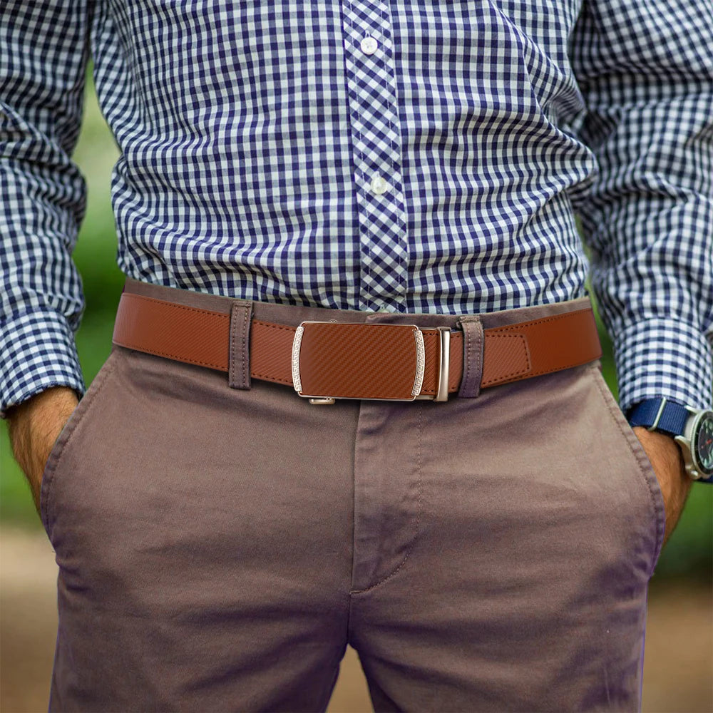 125cm Men Belts  Automatic Buckle Leather Waist Strap Male Waistband Mens High Quality Girdle Belts for Women Men Gifts