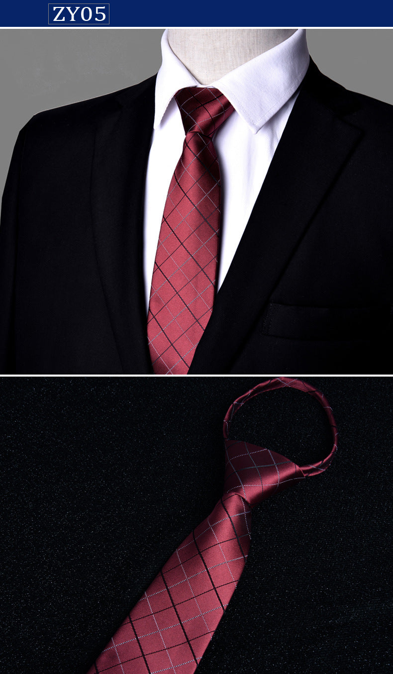NEW Paisley Zipper Ties for Men 7CM Skinny Neck Tie Solid Striped Neckties Men's Automatic Zipper Tie Blue Lazy Ties