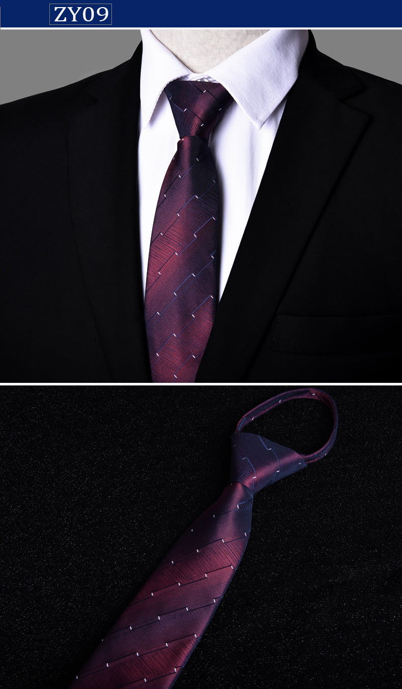 NEW Paisley Zipper Ties for Men 7CM Skinny Neck Tie Solid Striped Neckties Men's Automatic Zipper Tie Blue Lazy Ties