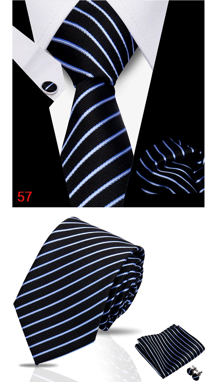 HUISHI 3-Pieces Blue Business Men's Tie Set Handmade NeckTie Men Formal Luxury Wedding High Quality Gravata Suit Accessories