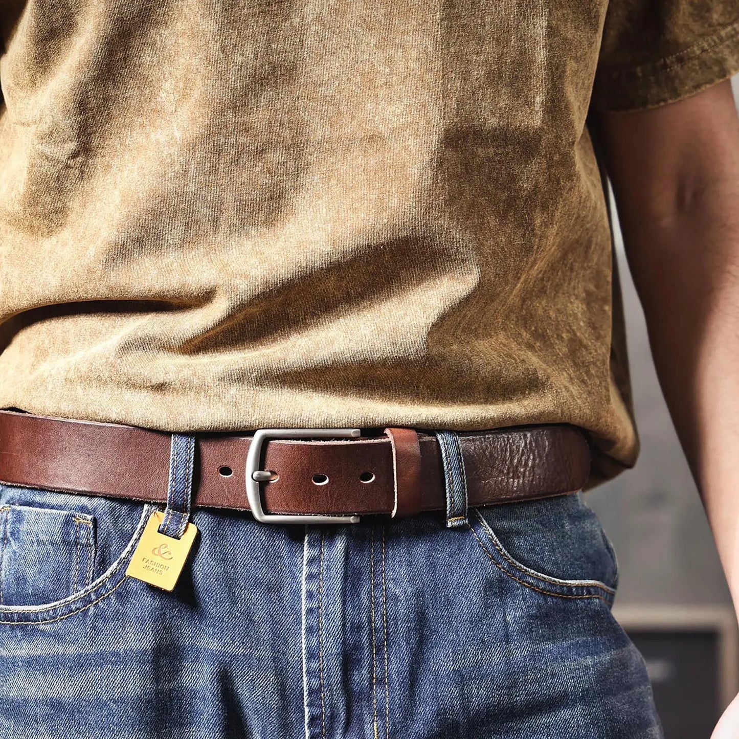 Retro Casual Cowhide Genuine Leather Men's Pin Buckle Belt, StudentBelt, Simple Classic Belt