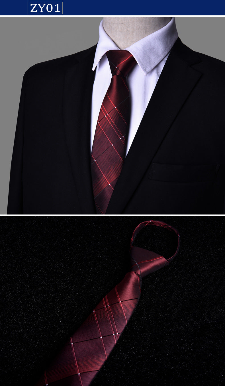 NEW Paisley Zipper Ties for Men 7CM Skinny Neck Tie Solid Striped Neckties Men's Automatic Zipper Tie Blue Lazy Ties