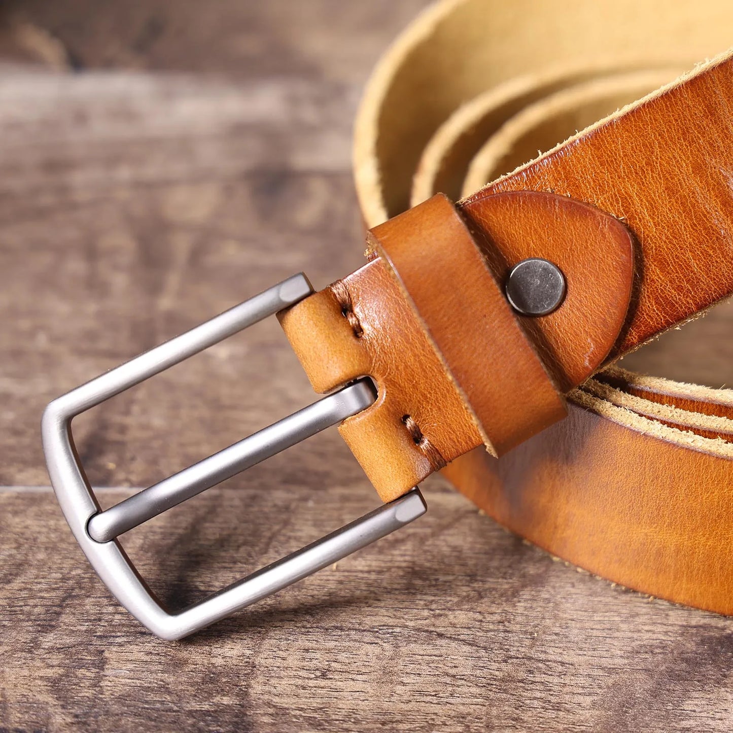 Retro Casual Cowhide Genuine Leather Men's Pin Buckle Belt, StudentBelt, Simple Classic Belt