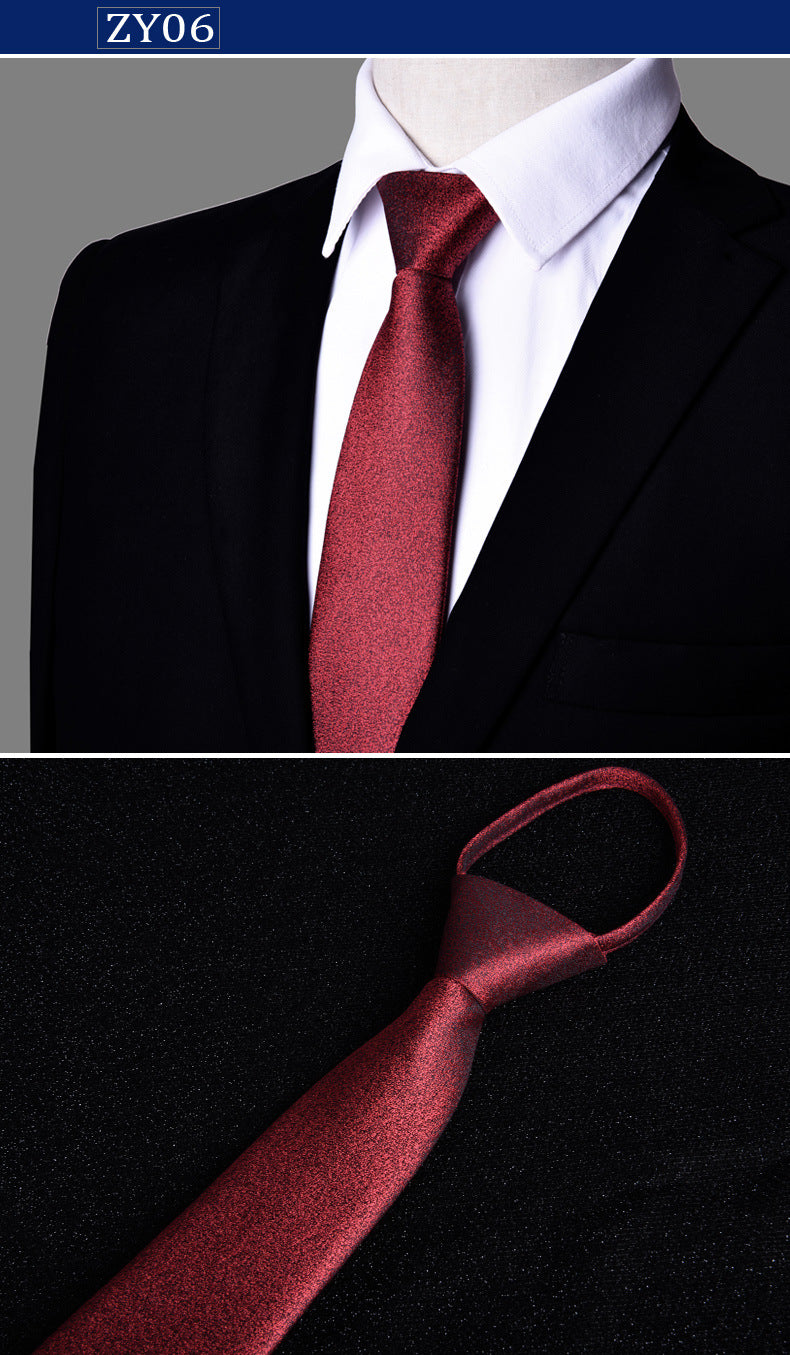 NEW Paisley Zipper Ties for Men 7CM Skinny Neck Tie Solid Striped Neckties Men's Automatic Zipper Tie Blue Lazy Ties