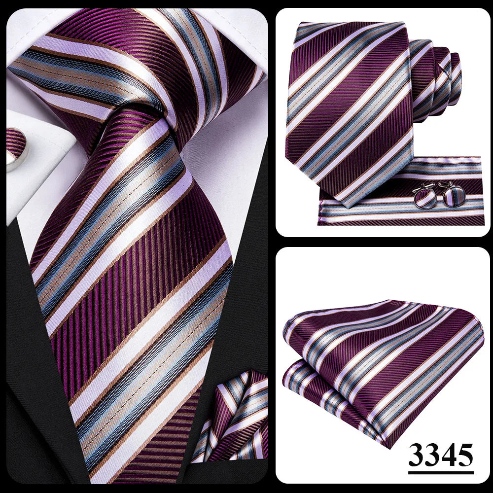 Hi-Tie 100% Silk Luxury Mens Ties Floral Black Gold Ties Paisley NeckTie Pocket Square Cufflinks Set Men's Wedding Party Tie