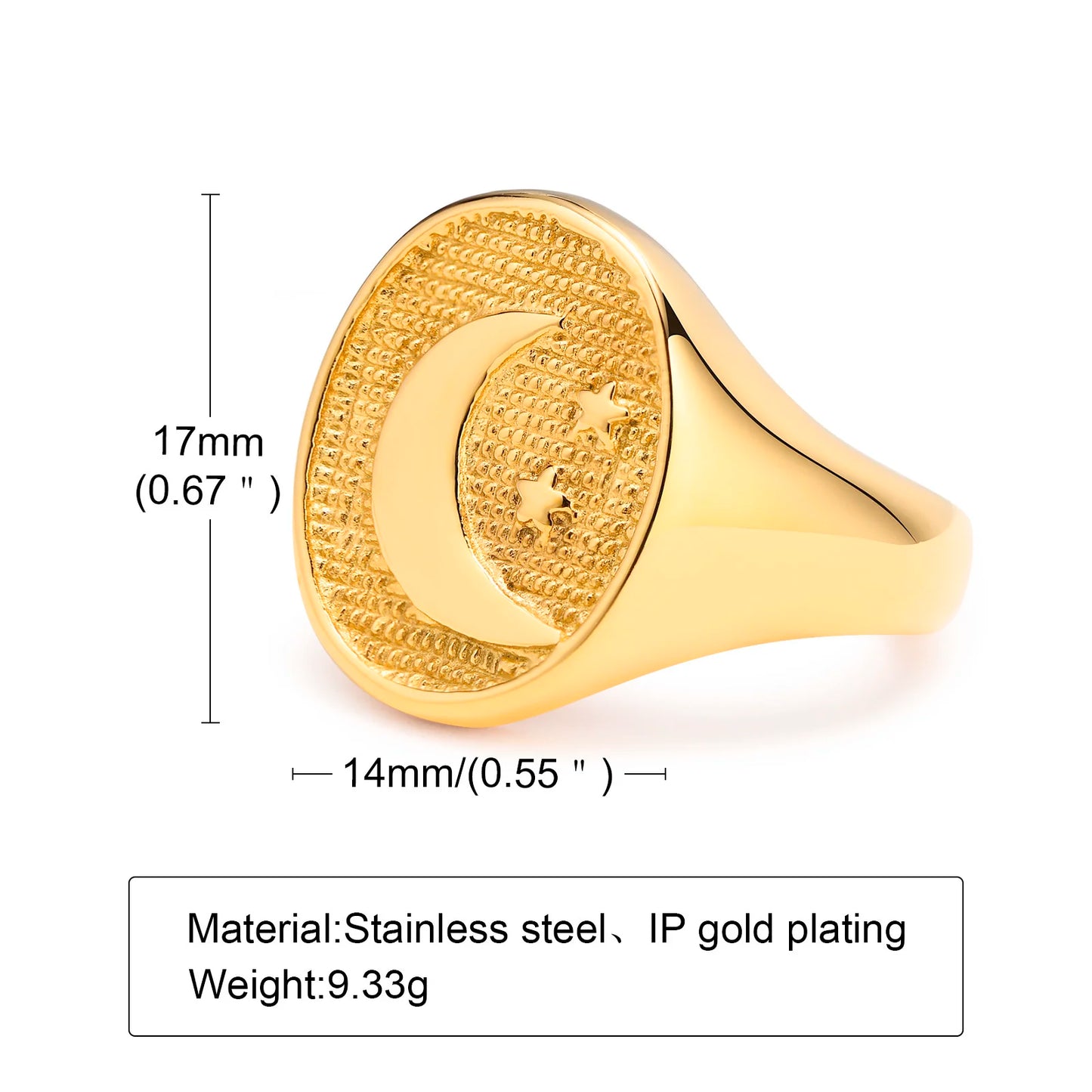 Pinky Ring, Signet Ring, Men Women Ring,Stainless Steel Floral Signet Rings,CZ North Star Celestial Ring