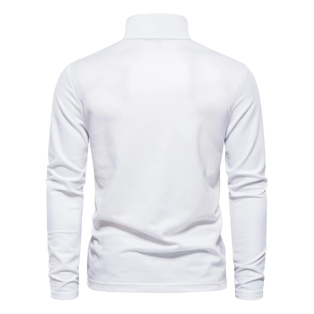 AIOPESON 2023 New Men's Deer Embroidery Polo Shirts Solid Color Long Sleeve Social Business Male