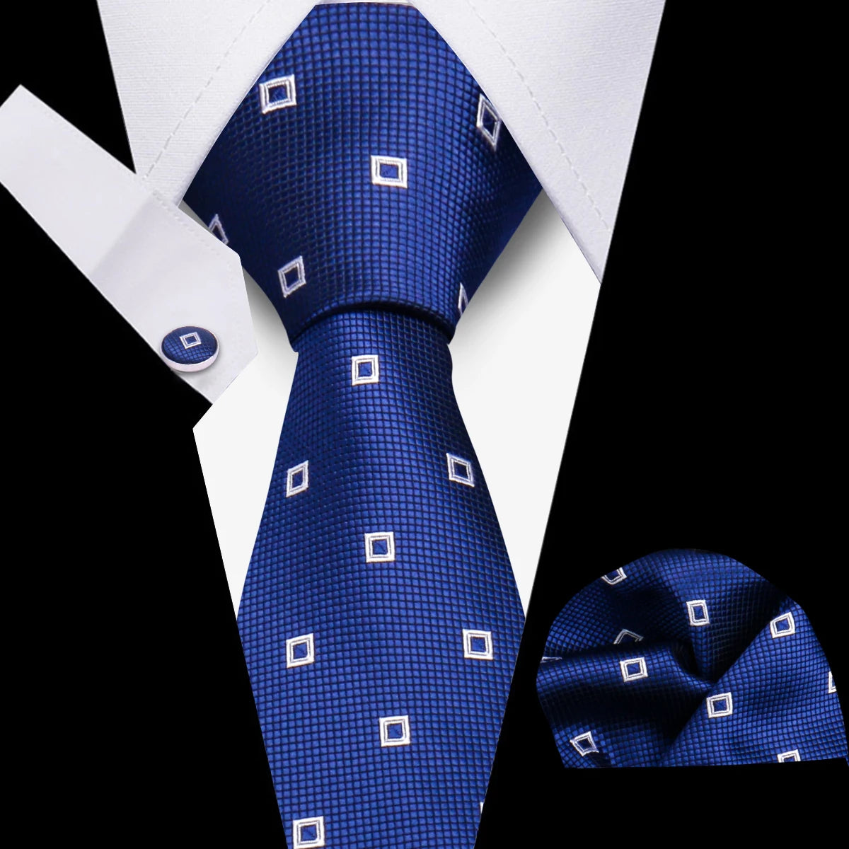 HUISHI 3-Pieces Blue Business Men's Tie Set Handmade NeckTie Men Formal Luxury Wedding High Quality Gravata Suit Accessories
