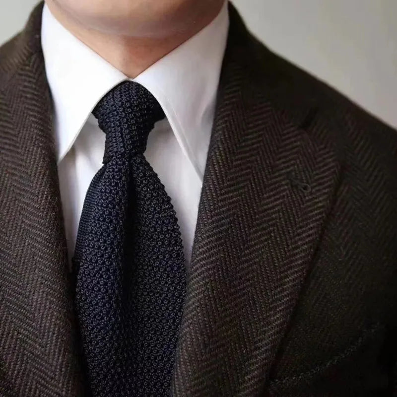 Fashion Solid Color Neckties For Men Women Casual Knitted Neck Ties 7cm Width Brown Orange Tie Daily Wear JK Accessories Cravat