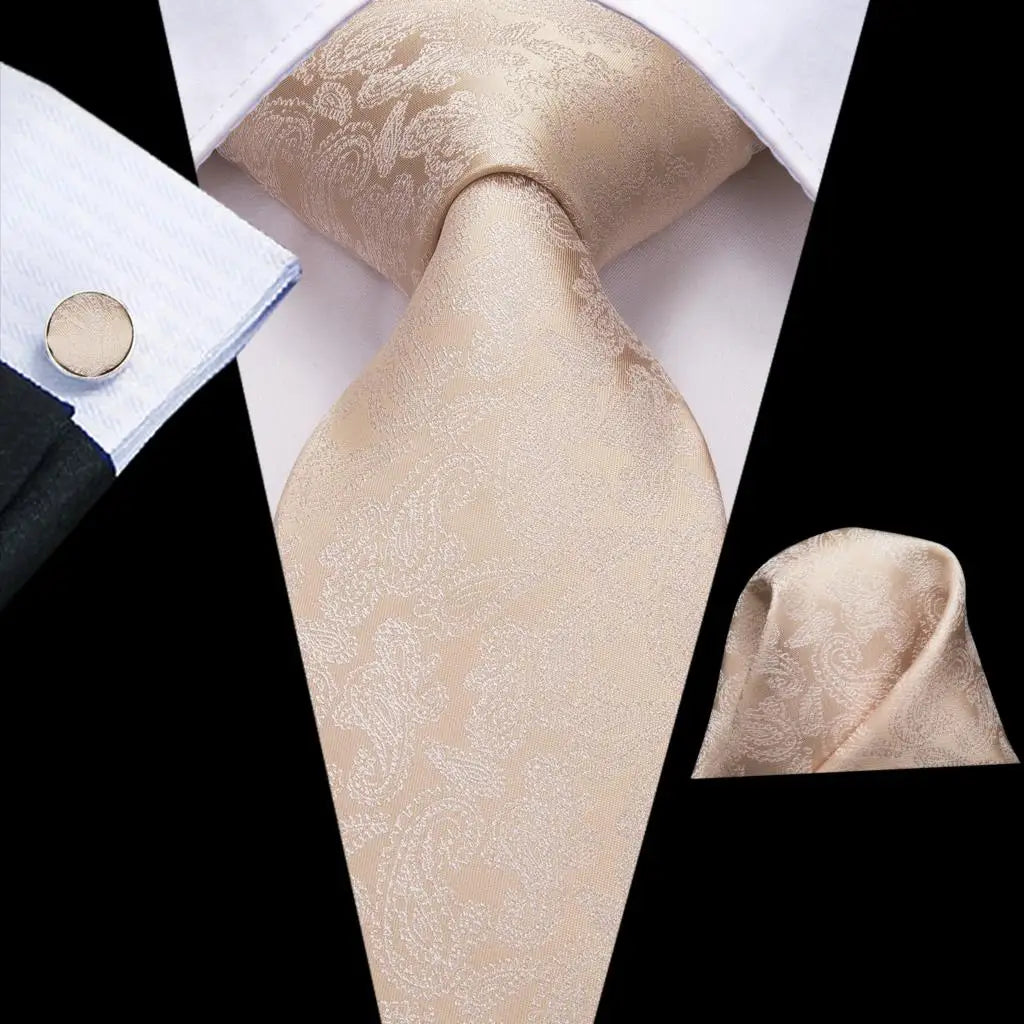 Hi-Tie Red Pureple Paisley Mens Ties Hanky Cufflinks Set Silk Necktie For Men Wedding Party Business 2022 New Fashion Brand