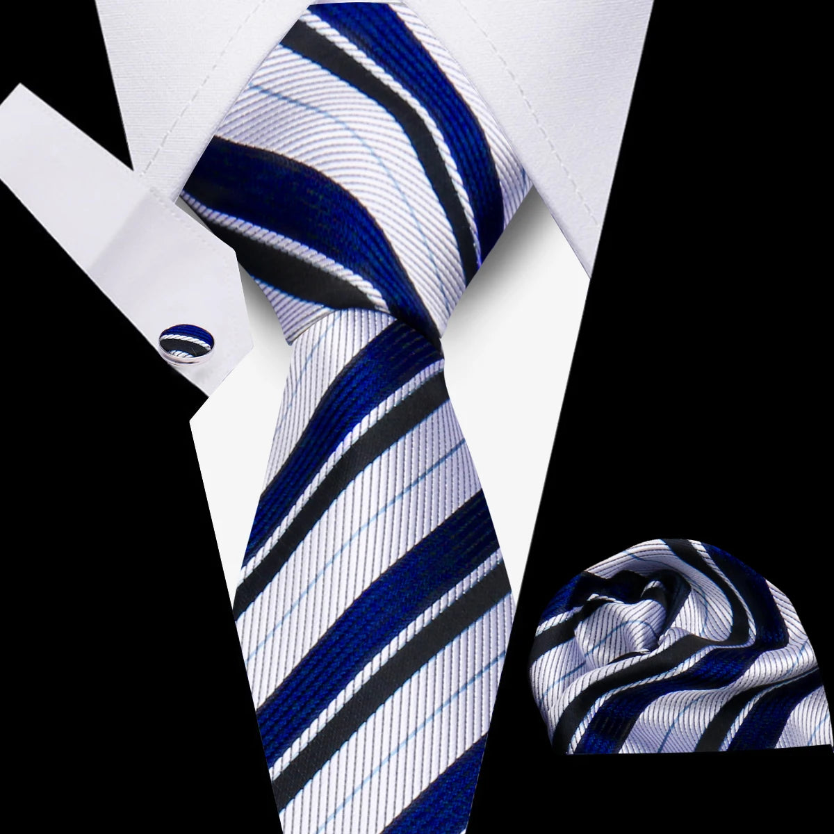 HUISHI 3-Pieces Blue Business Men's Tie Set Handmade NeckTie Men Formal Luxury Wedding High Quality Gravata Suit Accessories
