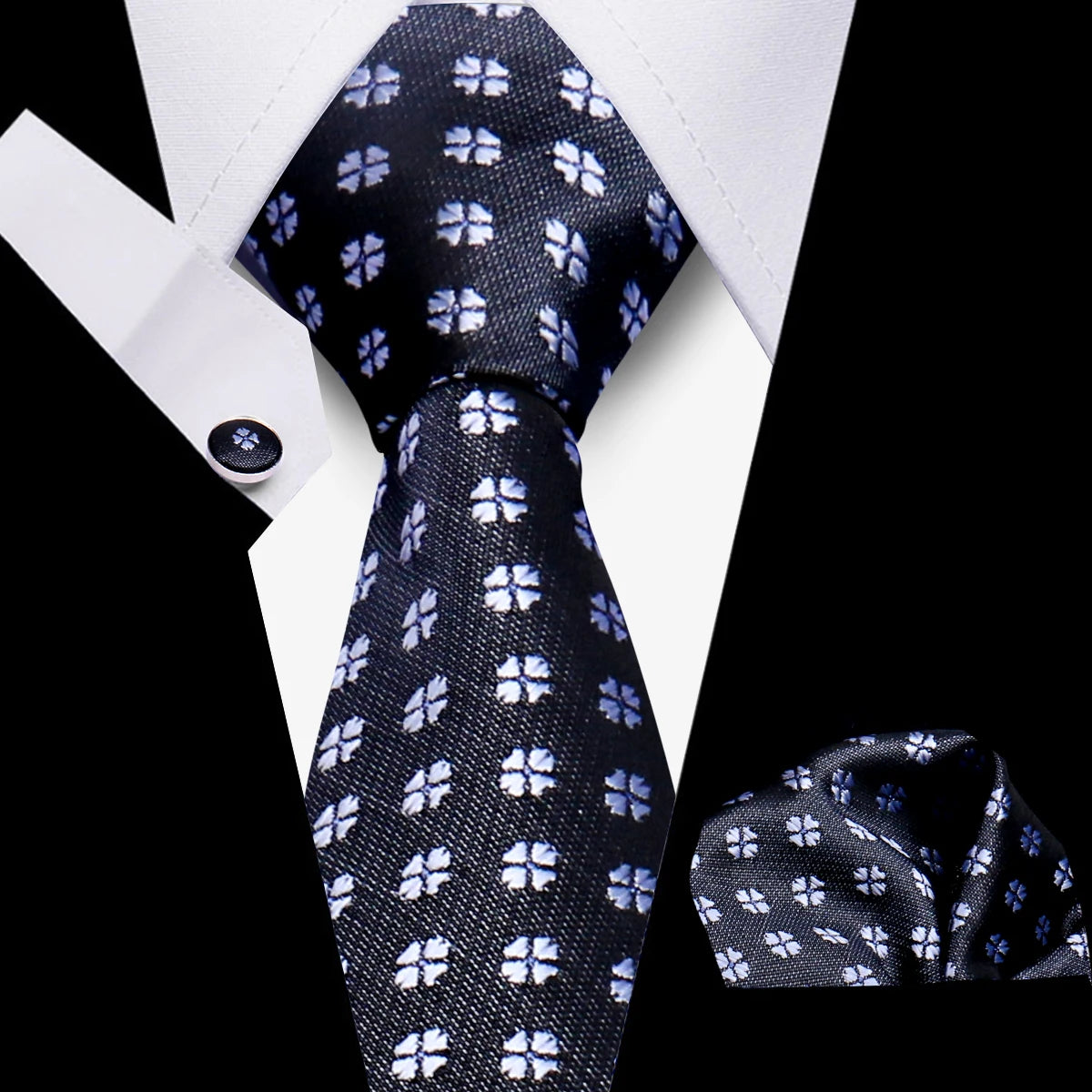 HUISHI 3-Pieces Blue Business Men's Tie Set Handmade NeckTie Men Formal Luxury Wedding High Quality Gravata Suit Accessories