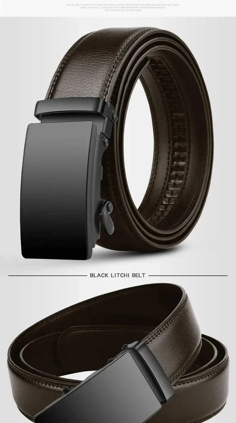 Fashion Automatic Buckle Belt for Men Famous Brand Business Belt Men PU Leather Waist Straps Black Male Jeans Belts for Men
