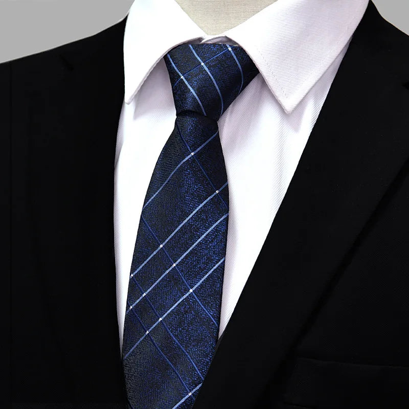 NEW Paisley Zipper Ties for Men 7CM Skinny Neck Tie Solid Striped Neckties Men's Automatic Zipper Tie Blue Lazy Ties