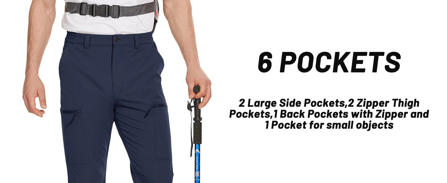 MAGCOMSEN Men's Waterproof Hiking Pants with Multi-pockets Ripstop Hard-wearing Quick Dry Casual Cargo Straight Working Pants