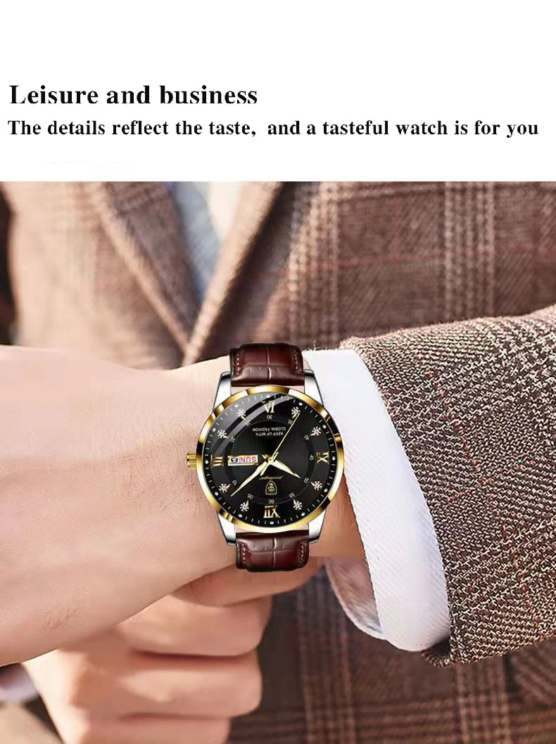 POEDAGAR Luxury Brand Men Watches Waterproof Luminous Leather Quartz Man Wristwatch Casual Sports Military Watch For Men relogio