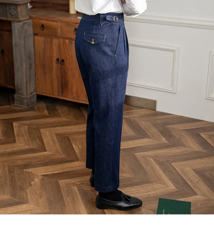 High Quality Italy Business Dress Pants Men  Office Social Suit Pants Casual Wedding Groom Trouser Pantaloni Uomo Casual Blue