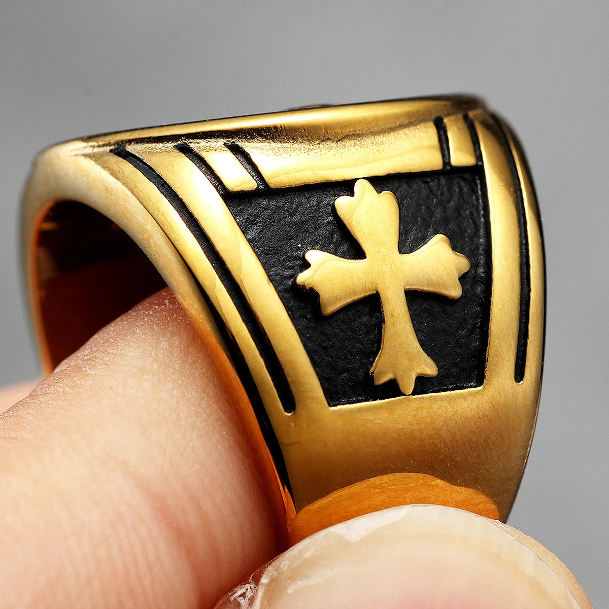 Exorcism Saint Benedict Cspb Cross Men Rings Punk Hip Hop for Boyfriend Male Stainless Steel Jewelry Creativity Gift Wholesale