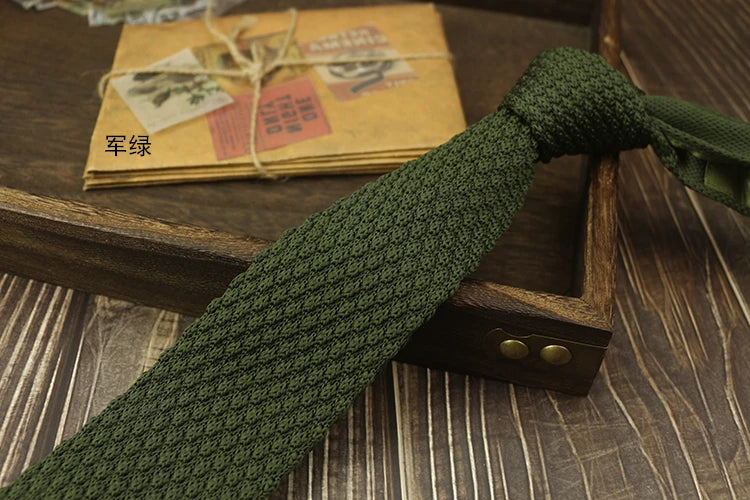 Fashion Solid Color Neckties For Men Women Casual Knitted Neck Ties 7cm Width Brown Orange Tie Daily Wear JK Accessories Cravat