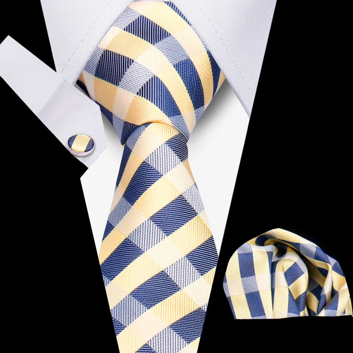 HUISHI 3-Pieces Blue Business Men's Tie Set Handmade NeckTie Men Formal Luxury Wedding High Quality Gravata Suit Accessories