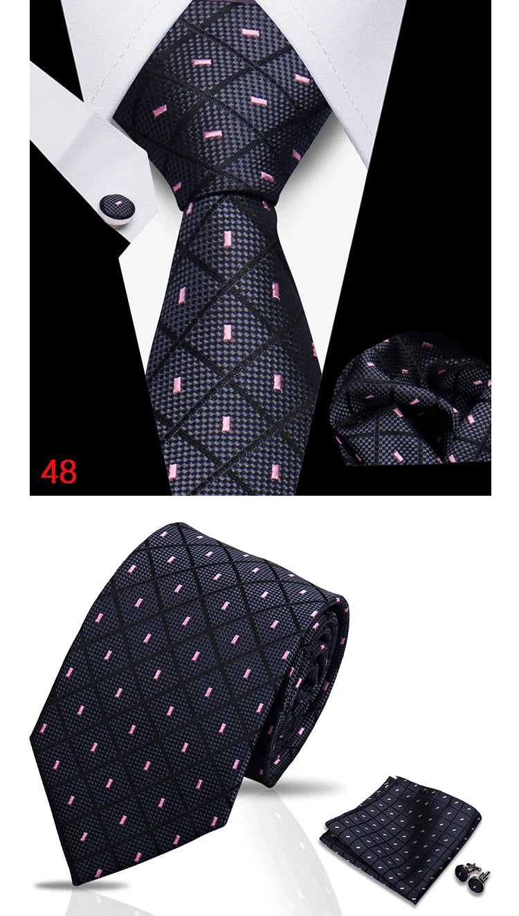 HUISHI 3-Pieces Blue Business Men's Tie Set Handmade NeckTie Men Formal Luxury Wedding High Quality Gravata Suit Accessories