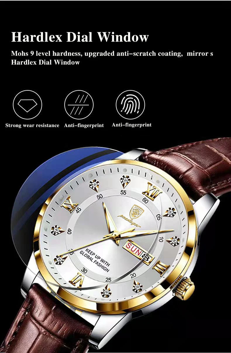 POEDAGAR Luxury Brand Men Watches Waterproof Luminous Leather Quartz Man Wristwatch Casual Sports Military Watch For Men relogio