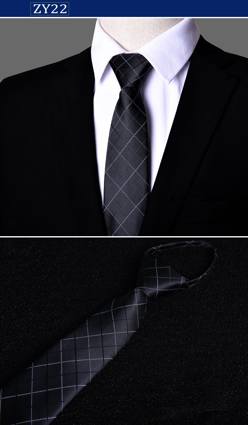 NEW Paisley Zipper Ties for Men 7CM Skinny Neck Tie Solid Striped Neckties Men's Automatic Zipper Tie Blue Lazy Ties