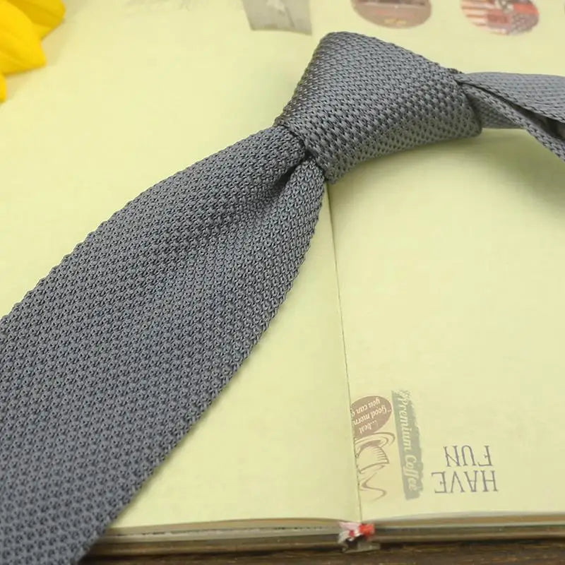 Fashion Solid Color Neckties For Men Women Casual Knitted Neck Ties 7cm Width Brown Orange Tie Daily Wear JK Accessories Cravat