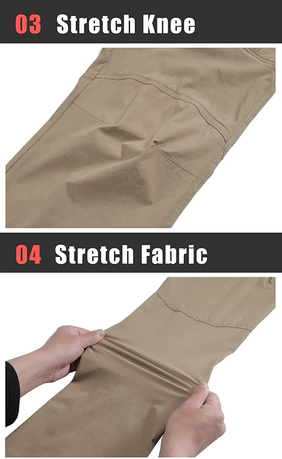 TACVASEN Summer Lightweight Trousers Mens Fishing Pants Outdoor Hiking Nylon Quick Dry Pockets Cargo Pants Casual Work Trousers