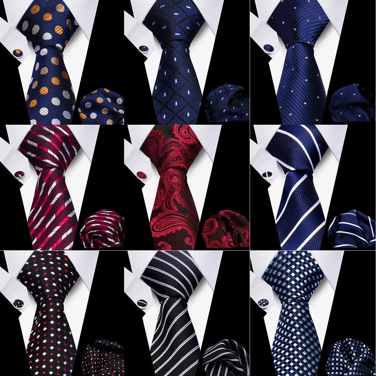 HUISHI 3-Pieces Blue Business Men's Tie Set Handmade NeckTie Men Formal Luxury Wedding High Quality Gravata Suit Accessories