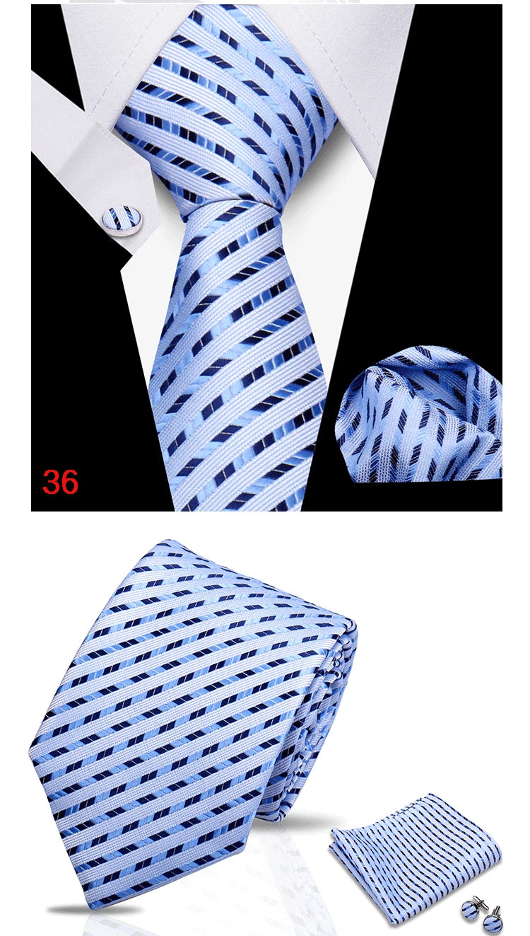 HUISHI 3-Pieces Blue Business Men's Tie Set Handmade NeckTie Men Formal Luxury Wedding High Quality Gravata Suit Accessories
