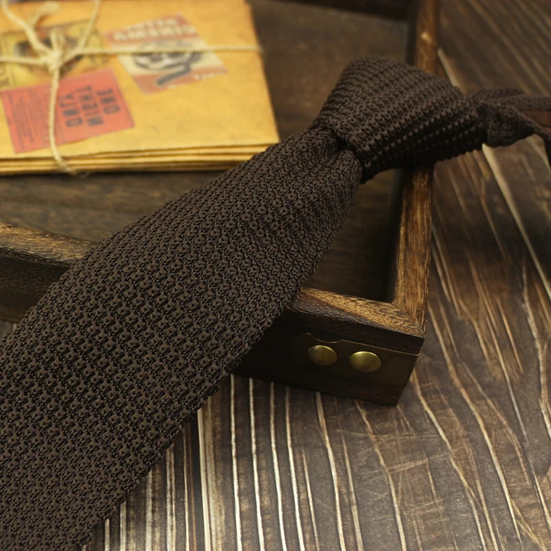 Fashion Solid Color Neckties For Men Women Casual Knitted Neck Ties 7cm Width Brown Orange Tie Daily Wear JK Accessories Cravat