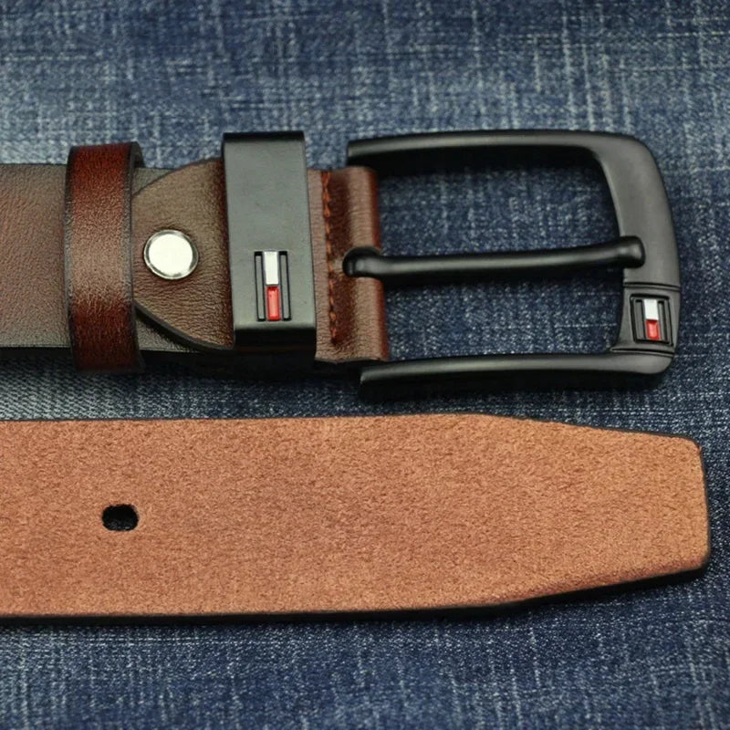 Famous Brand Design PU Leather Belt for Men Classical Alloy Pins Buckle Waist Belts Wild West Punk for Jeans Leisure Waistband