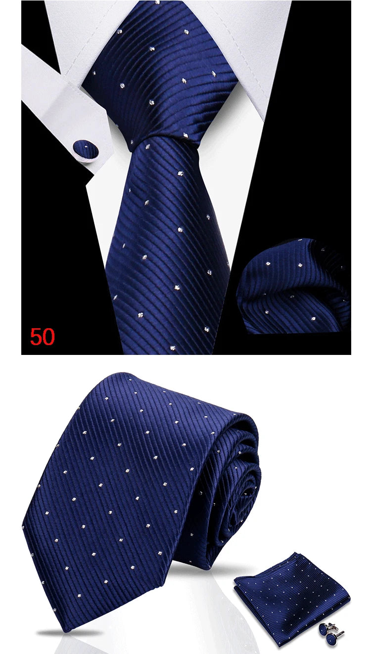 HUISHI 3-Pieces Blue Business Men's Tie Set Handmade NeckTie Men Formal Luxury Wedding High Quality Gravata Suit Accessories