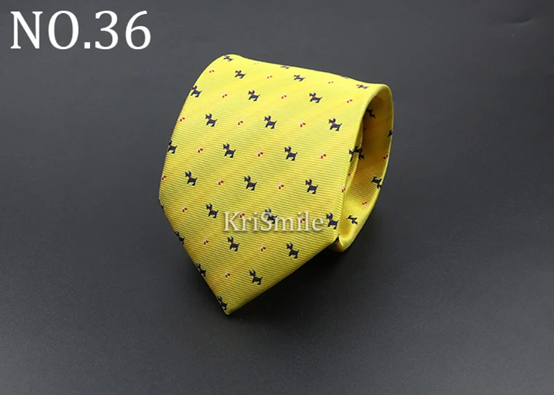 Novelty Ties For Men Cartoon Dog Dots Paisley Striped Fashion Mens Business Meeting Wedding Tuxedo Suit Shirt Daily Wear Cravat