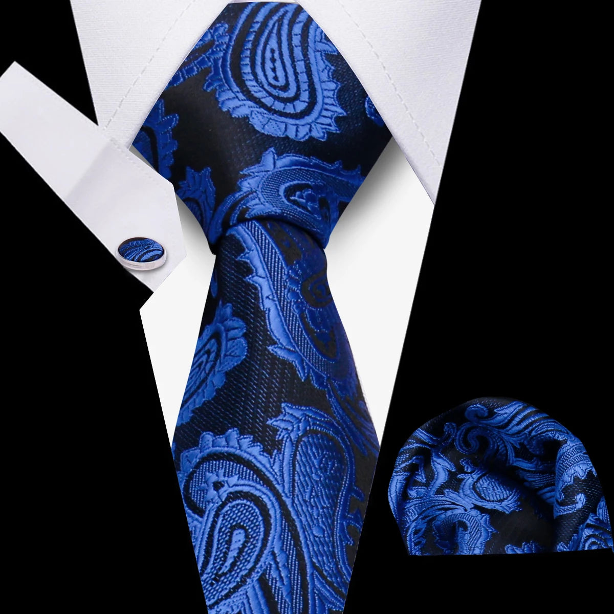 HUISHI 3-Pieces Blue Business Men's Tie Set Handmade NeckTie Men Formal Luxury Wedding High Quality Gravata Suit Accessories