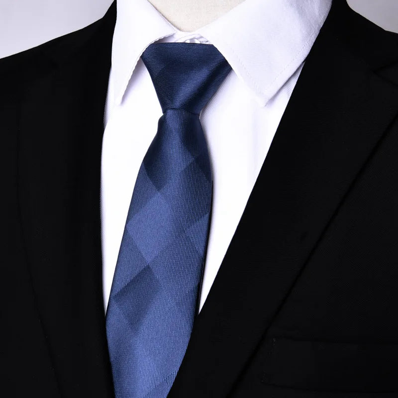 NEW Paisley Zipper Ties for Men 7CM Skinny Neck Tie Solid Striped Neckties Men's Automatic Zipper Tie Blue Lazy Ties