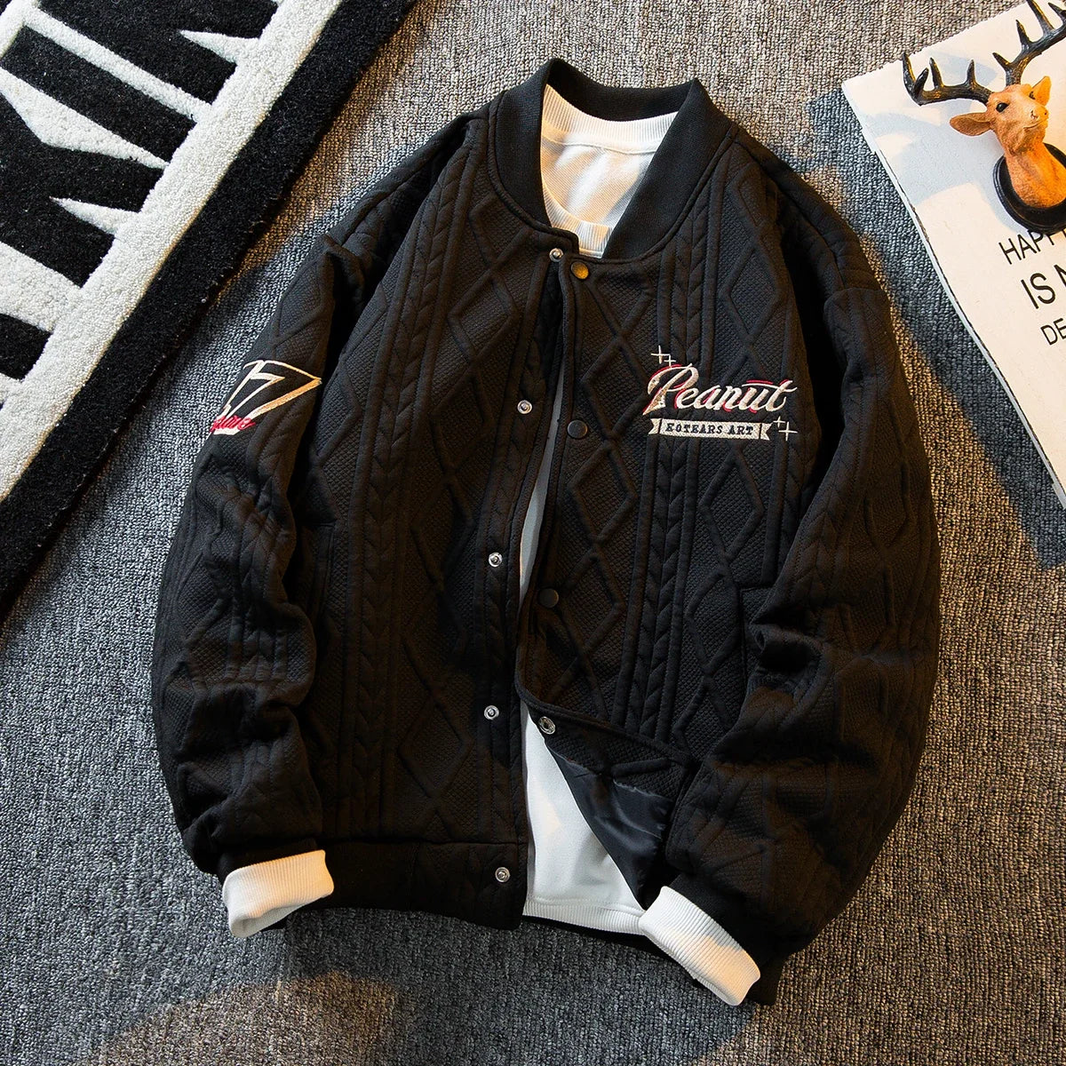 Heavy Retro American Vibe Style Baseball Jacket Men 2023 Winter Trendy Brand Bomber Jacket Winter Wear Jackets  Coats