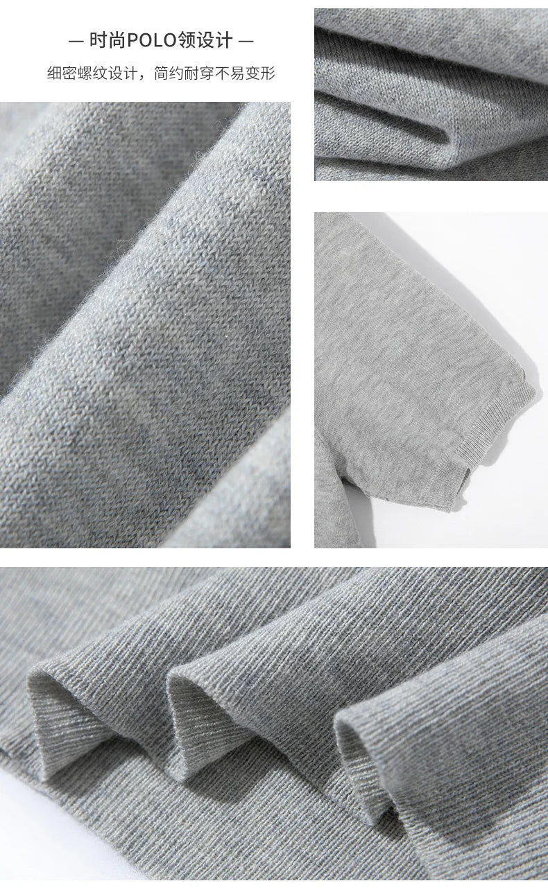 Summer Classic Men Knitwear Silk Wool Blend Sweater Pullover Polo Neck T-Shirt Short Sleeved Cool High-Quality Clothing Tops