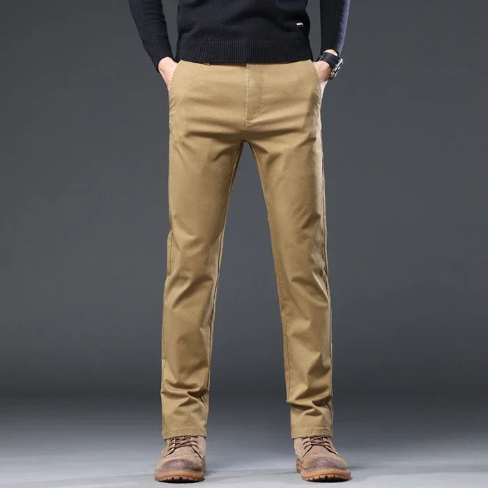 98%Cotton Autumn New Men's Business Casual Pants No-iron Straight Elastic Fashion  Trousers Classic Male Baggy Pants 4 Colors
