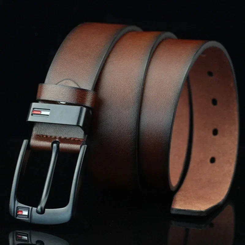 Famous Brand Design PU Leather Belt for Men Classical Alloy Pins Buckle Waist Belts Wild West Punk for Jeans Leisure Waistband