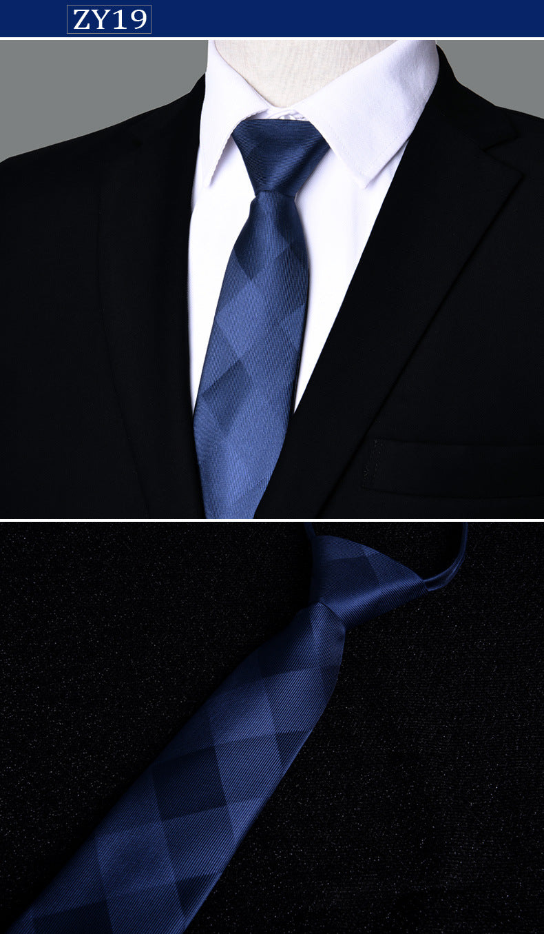 NEW Paisley Zipper Ties for Men 7CM Skinny Neck Tie Solid Striped Neckties Men's Automatic Zipper Tie Blue Lazy Ties