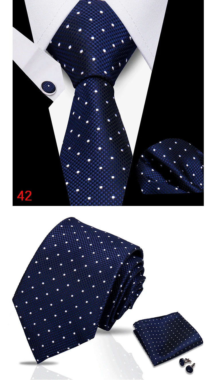 HUISHI 3-Pieces Blue Business Men's Tie Set Handmade NeckTie Men Formal Luxury Wedding High Quality Gravata Suit Accessories