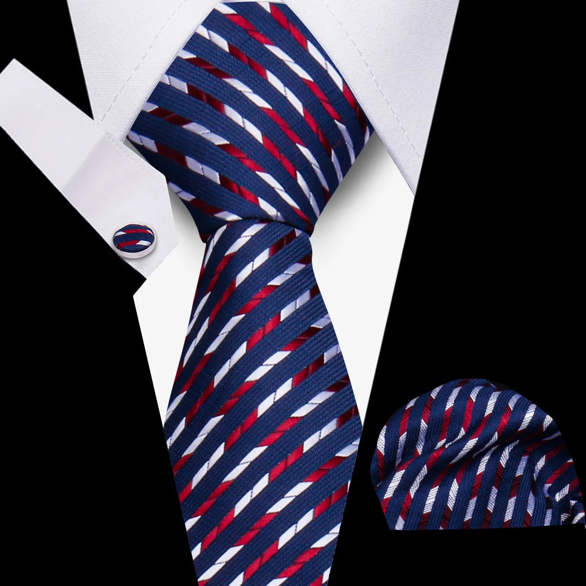HUISHI 3-Pieces Blue Business Men's Tie Set Handmade NeckTie Men Formal Luxury Wedding High Quality Gravata Suit Accessories