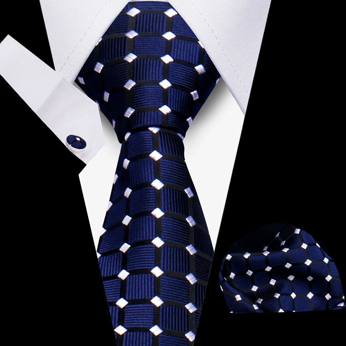 HUISHI 3-Pieces Blue Business Men's Tie Set Handmade NeckTie Men Formal Luxury Wedding High Quality Gravata Suit Accessories