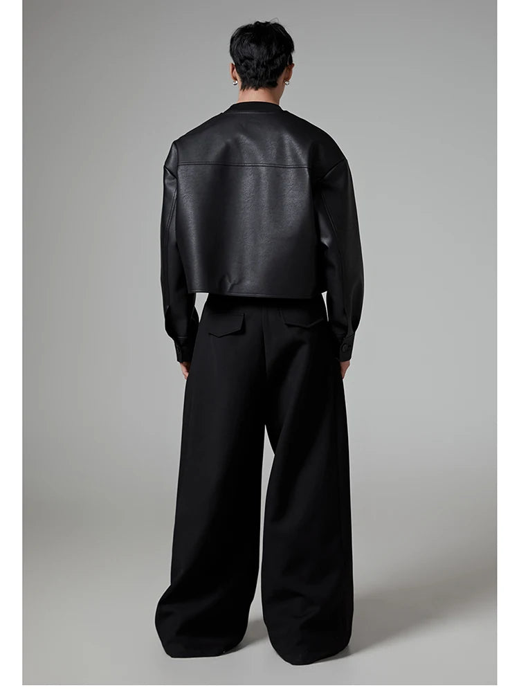 Mauroicardi Spring Autumn Oversized Long Black Flowy Baggy Wide Leg Pants for Mens Streetwear Loose Casual Soft Trousers 2024