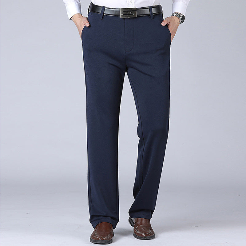 Men's Business Pants Big Size 52 Elastic Waist Straight Suit Pants Formal Work Long Pants Large Size Loose Casual Trousers
